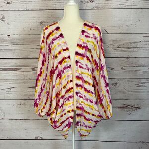 Anthropologie One‎ Size Boho Festival Dolman Sleeve Dip Dyed Cocoon Open Kimono